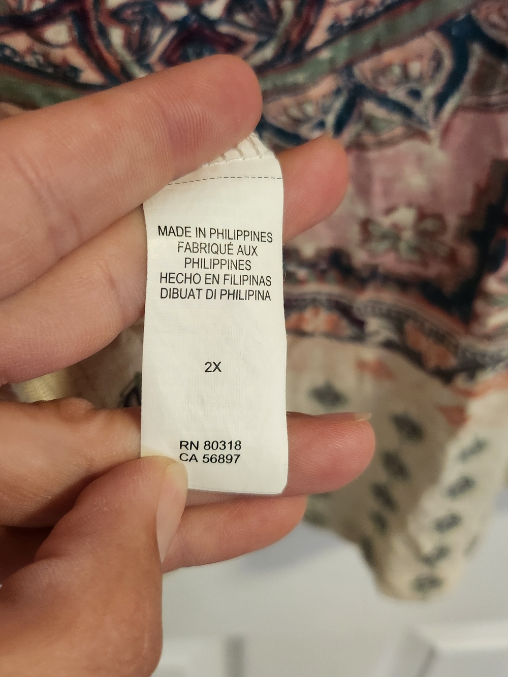 Lucky Brand Cream Scoop Neck Top with Pink & Sage Medallion Print - Picture 7 of 9